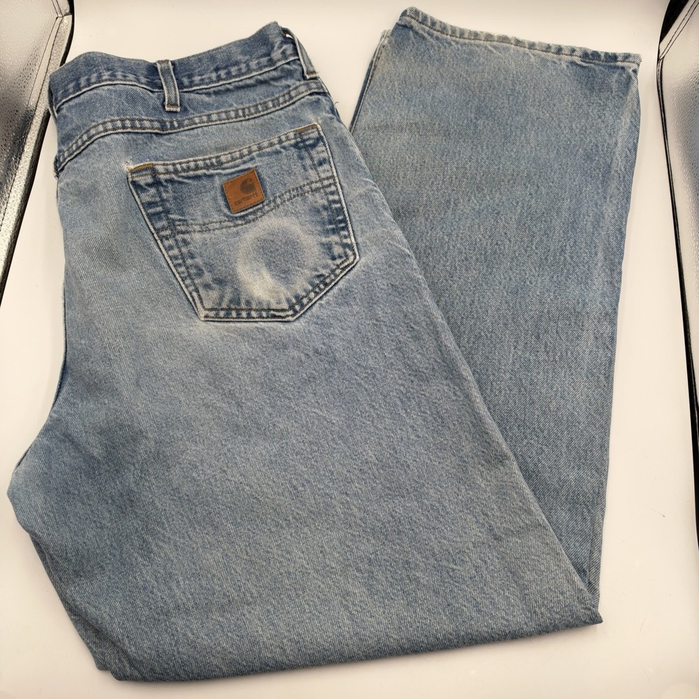 Carhartt B167 DST Loose Fit Jeans Men's 38x32 Blue Denim Work Utility Ranch